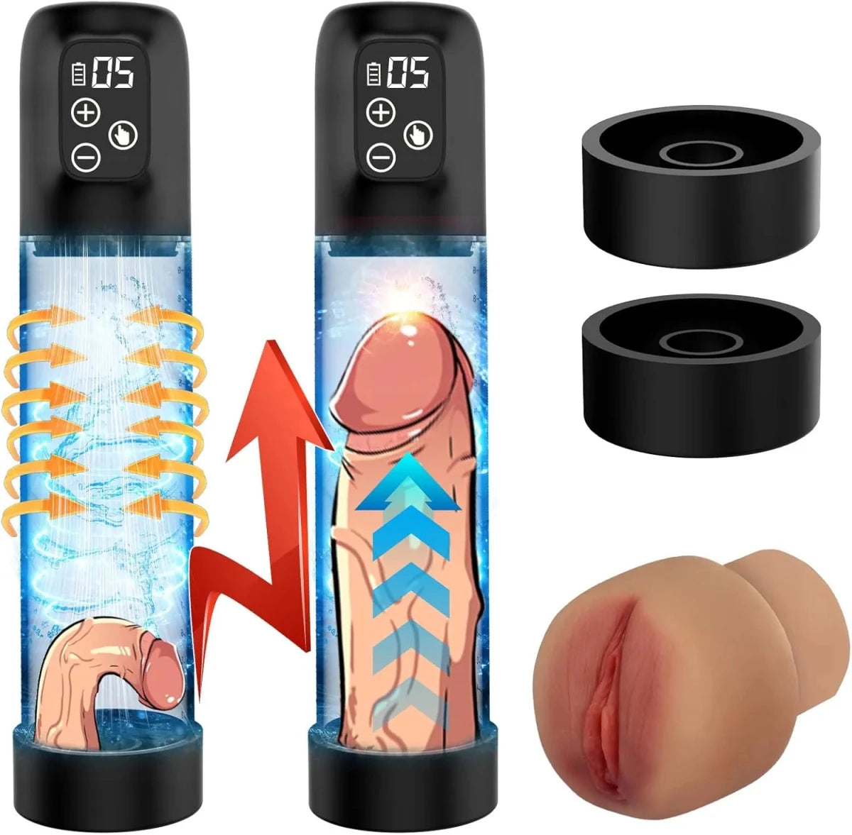 Elektrische Penispumpen Penis Vakuumpumpe Masturbatoren mit 6 Saugstufen - DELUSTLAB