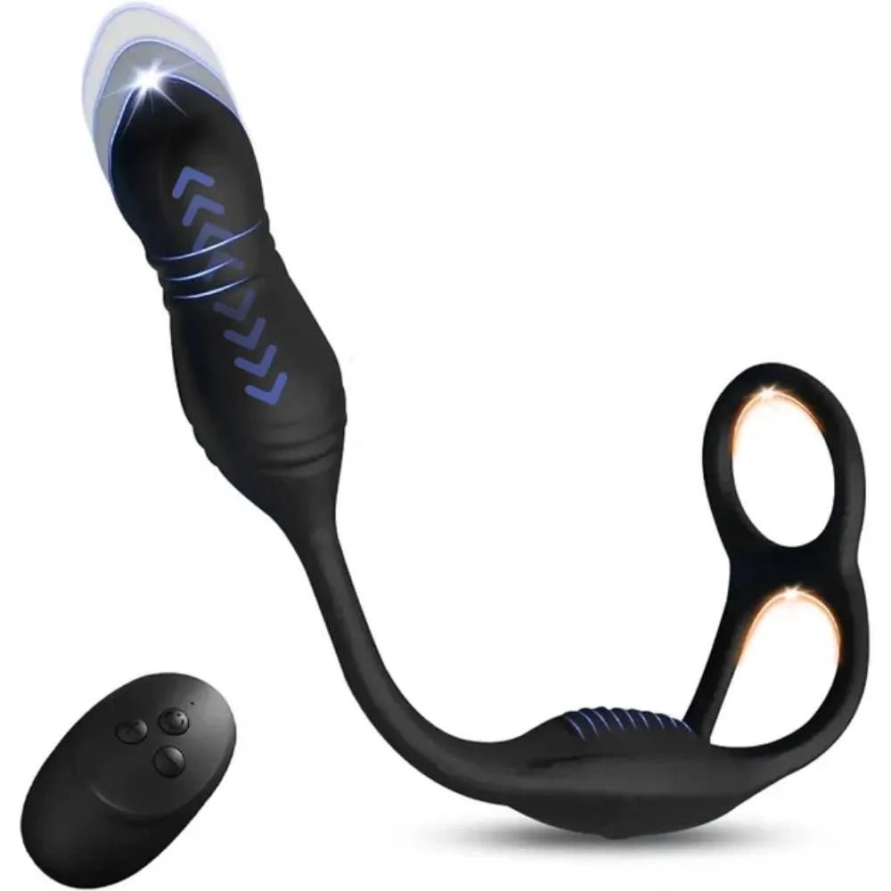 Analvibratoren Prostata Stimulation Penisring mit 10 Vibrationsmodi & 3 Teleskopmodi - DELUSTLAB