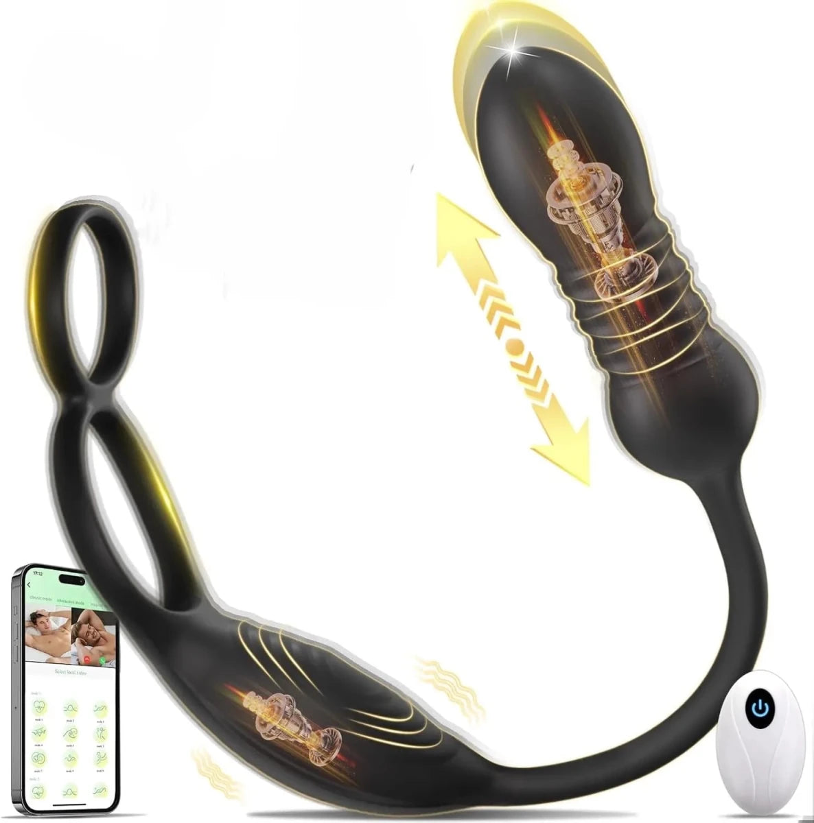 Prostata Massager Analvibrator Penisring mit 9 Stoß und Vibrationsmodi - DELUSTLAB
