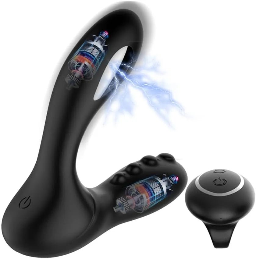 2 IN 1 E - stim Analvibratoren Prostata Stimulator mit 8 Vibration & 8 Elektroschock Modi - DELUSTLAB