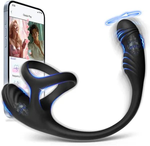 APP - gesteuertes Prostata Massagegerät Vibrierender Penisring mit 10 Vibrationsmodi - DELUSTLAB