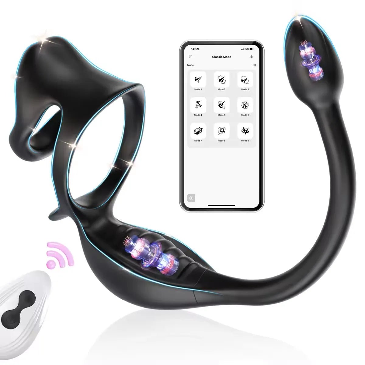 Penis - Vibrator Prostata - Massagegerät Vibrationsring mit 9 Schwingungsmoden - DELUSTLAB