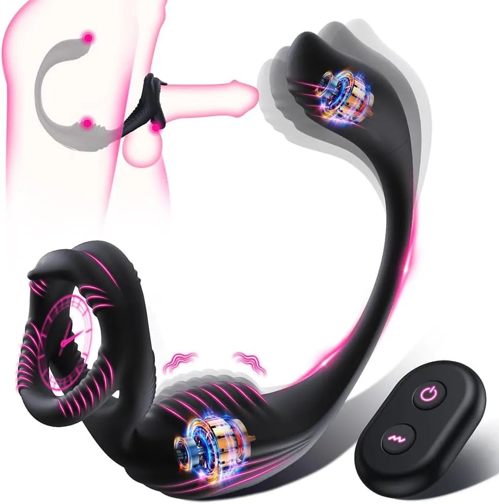 3 IN 1 Penisring Anal Vibrator Prostata Stimulator Damm Massage mit 7 Vibrationsmodi - DELUSTLAB