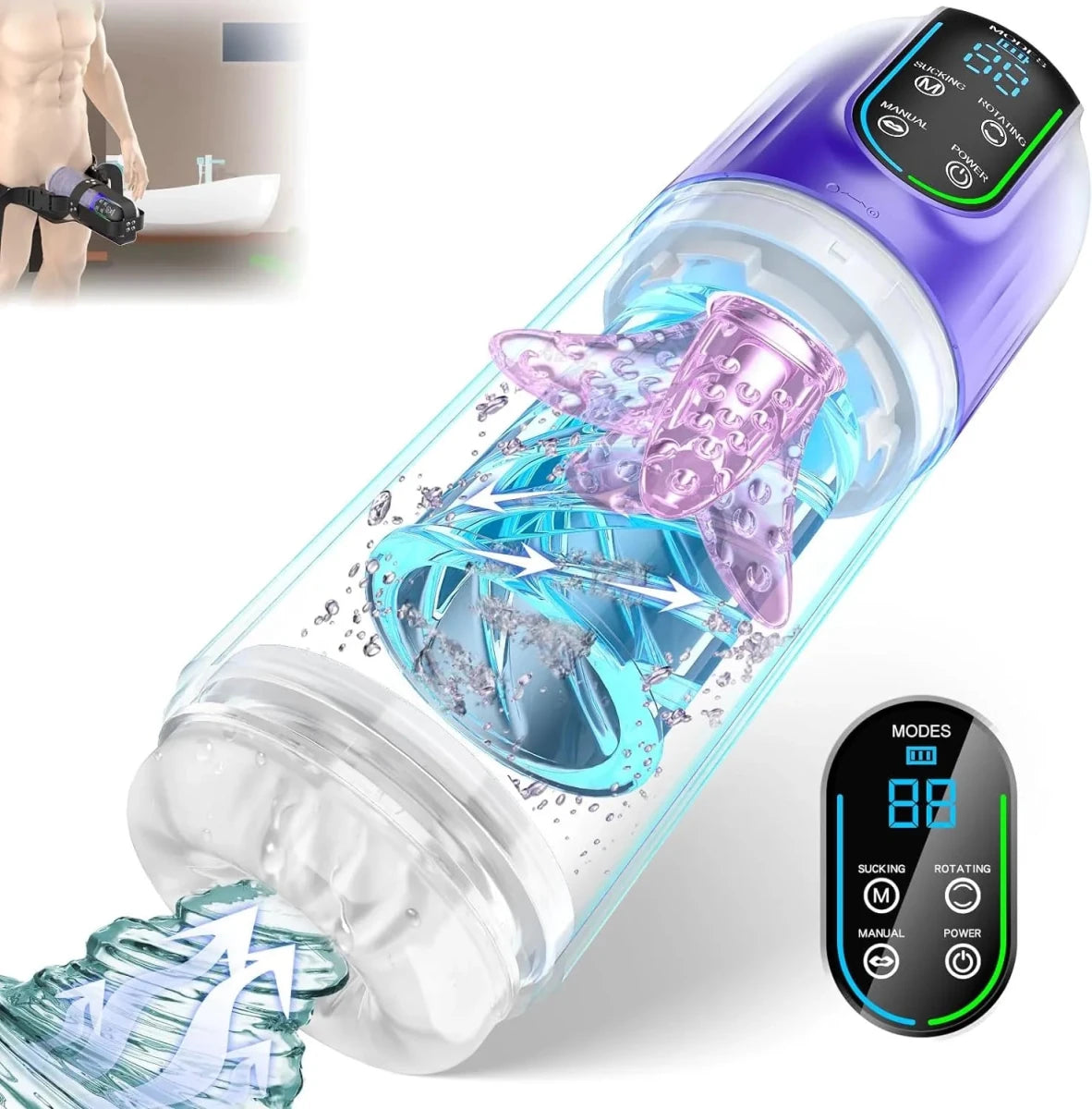 Automatischer Masturbator Penispumpe Blowjob mit 7 rotierenden & 7 Saugen & 7 Leckmodi - DELUSTLAB