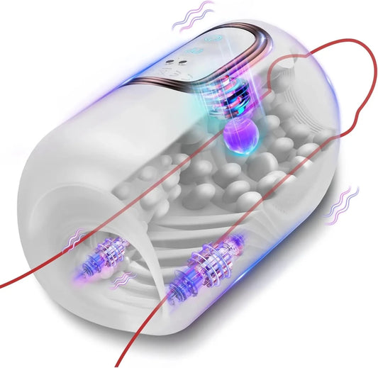 Automatische Masturbatoren Penis Stroker Blowjob mit 10 Klopfen & 10 Vibrationsmodi - DELUSTLAB