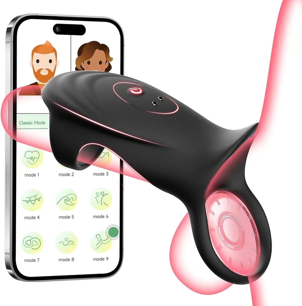 Elektrischer Cockring Penistrainer Masturbatoren mit 9 Vibrationsmodi - DELUSTLAB
