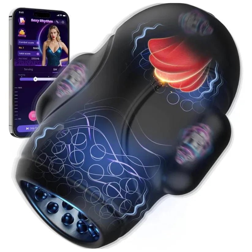 4 IN 1 Penis Trainer Eichel Stimulator Blowjob Masturbator mit 10 Bieten & 10 Vibrations - DELUSTLAB