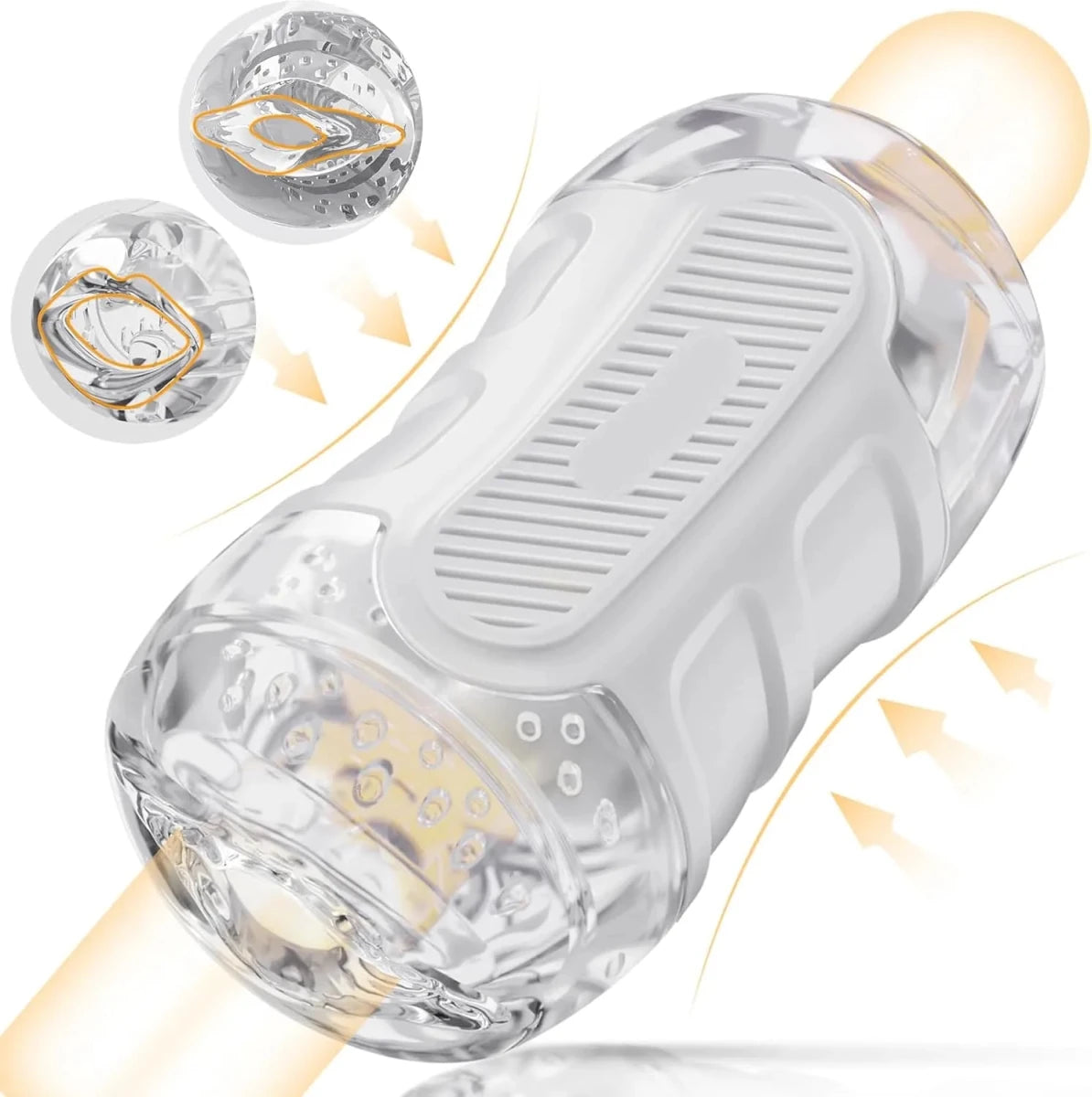 3D Offener Dualkanal Oralsex Pocket Pussy Stroker Penishülle Masturbatoren - DELUSTLAB
