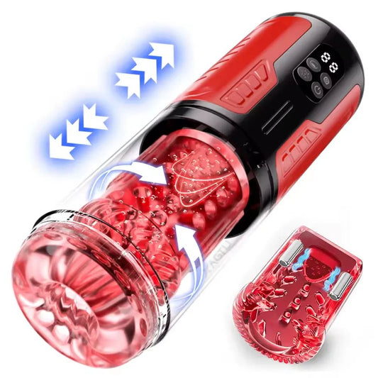 Automatische Schub Masturbator Penis Pumpe mit 7 Frequenz Schub - und Rotations Modi - DELUSTLAB