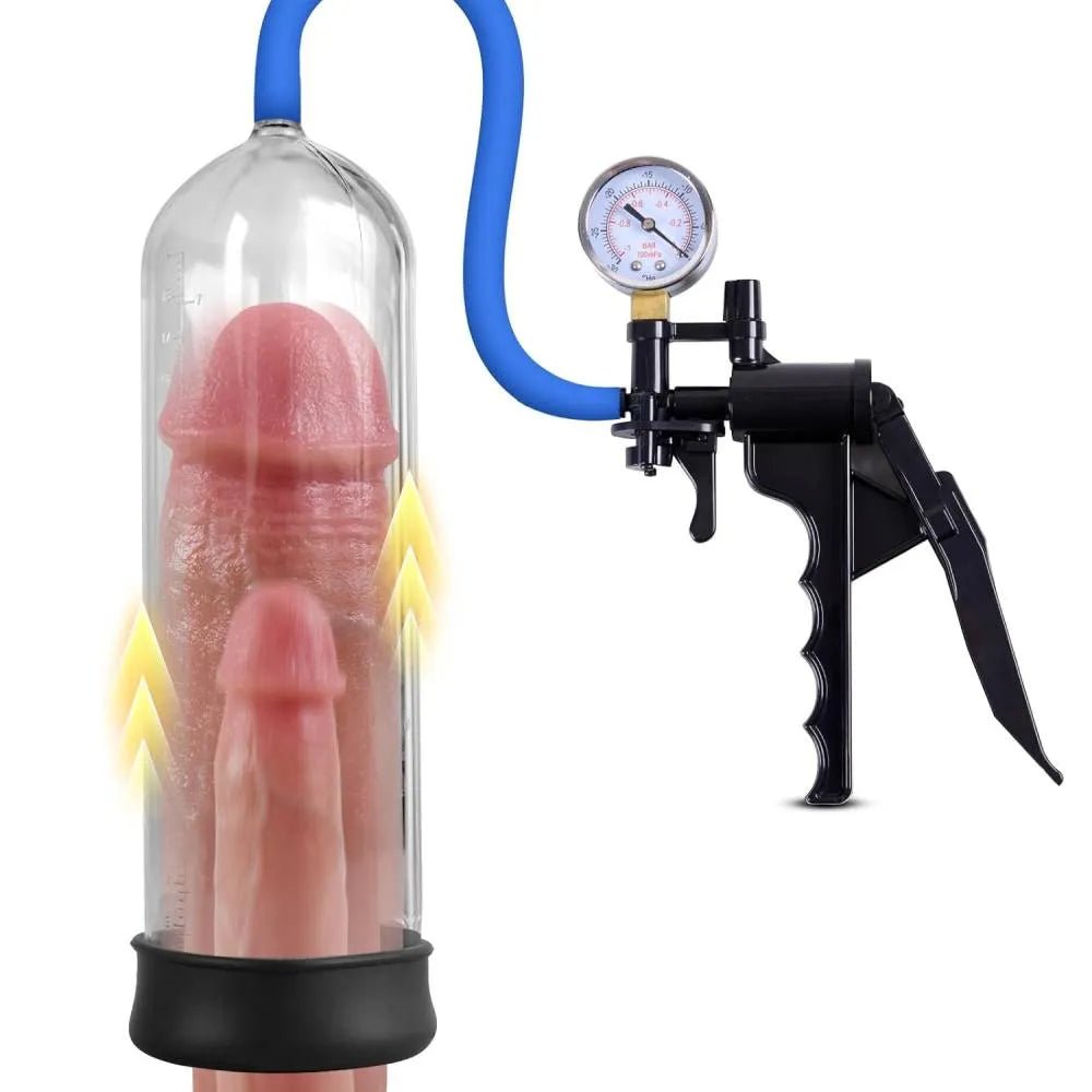 Manuelle Penis Vakuumpumpe Masturbatoren mit Vergrößerungsspiegel & Pistolengriff - DELUSTLAB
