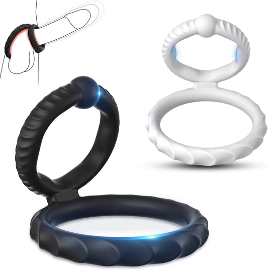2 in 1 Deluxe Silikon Dual Penisring Erektion Set - DELUSTLAB