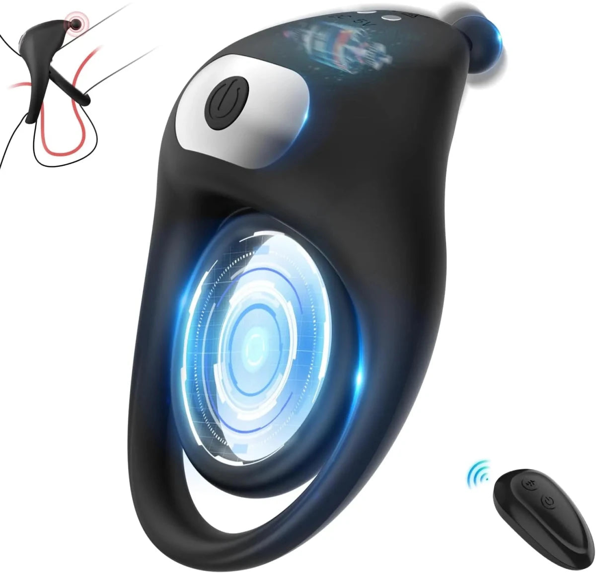 Dual Penisringe Dehnbarer Vibratorensets Penis Stimulation mit 10 Stark Vibrationen - DELUSTLAB