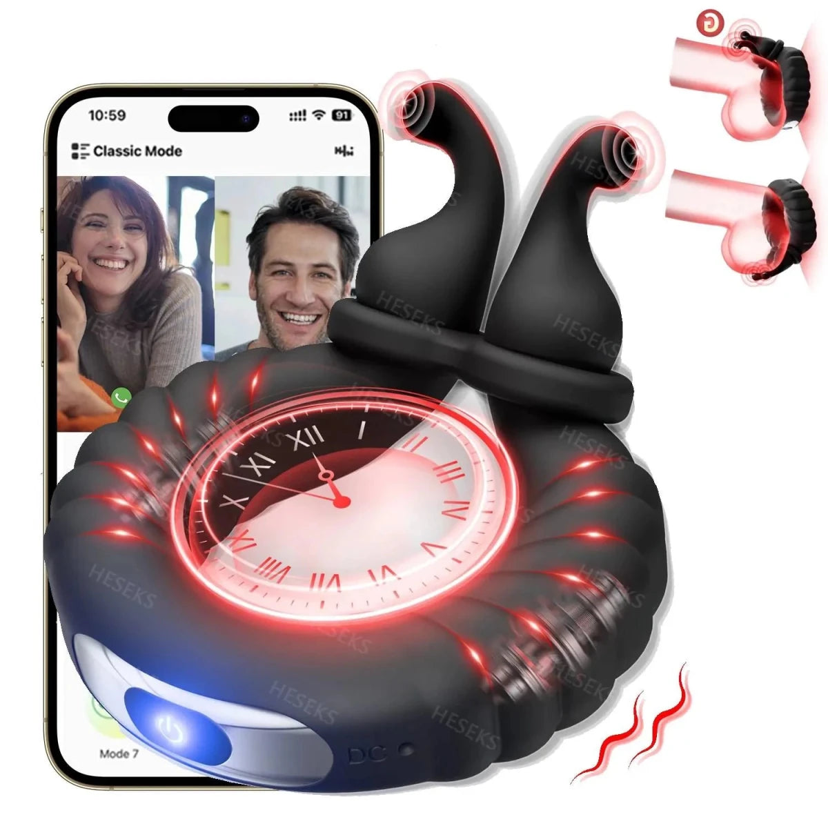 Verstellbarer Cock Ring Penistrainer Vibrator Stimulator mit 10 Vibrationsmodi - DELUSTLAB