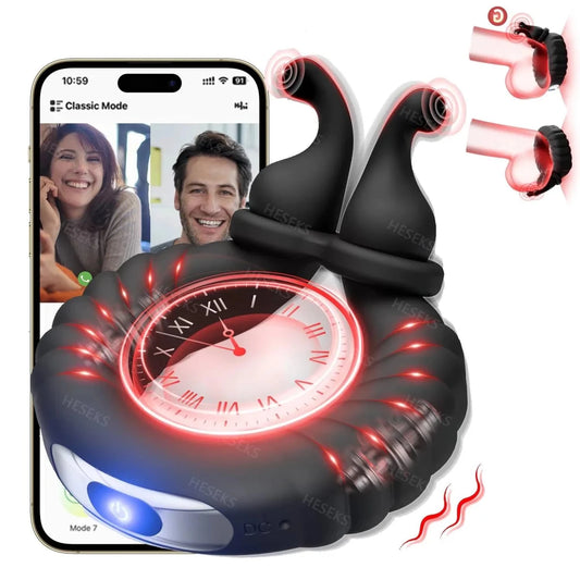 Verstellbarer Cock Ring Penistrainer Vibrator Stimulator mit 10 Vibrationsmodi - DELUSTLAB