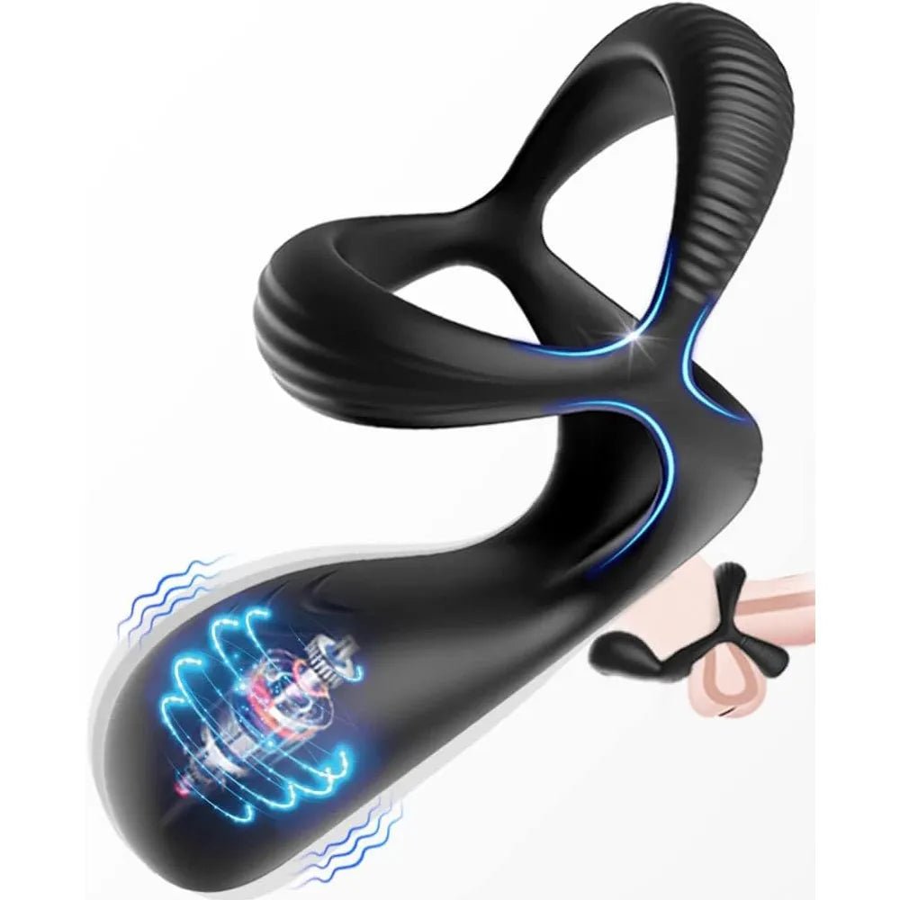 3 in 1 Dehnbar Vibratoren Penisring Erektion Massager mit 10 Modi Vibration - DELUSTLAB