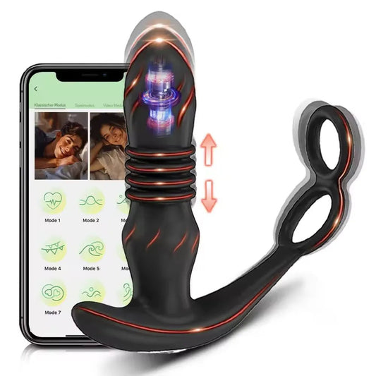 App gesteuerter Analplug Anal Vibrator mit 9 Vibrations und Teleskopmodi - DELUSTLAB