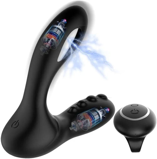 2 IN 1 E - stim Analvibratoren Prostata Stimulator mit 8 Vibration & 8 Elektroschock Modi - DELUSTLAB