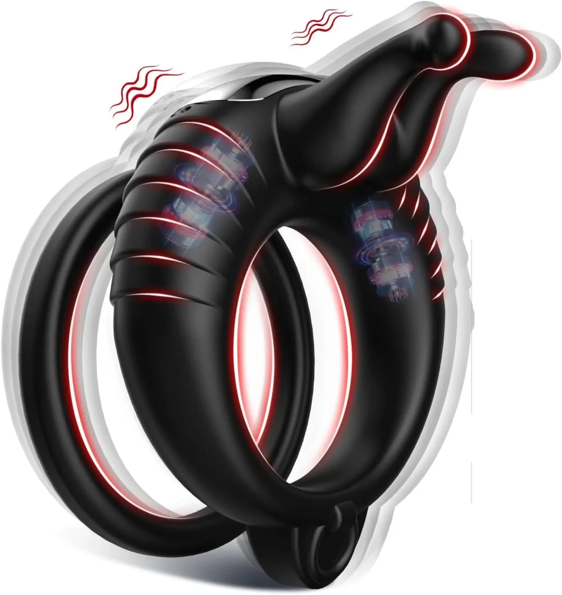 Doppelter Cockring Penistrainer Vibrator mit 10 Kraftvollen Vibrationsmodi - DELUSTLAB