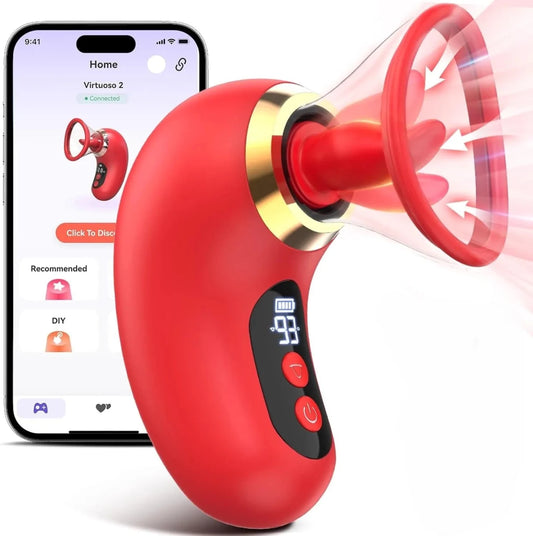 5 IN 1 Rosenvibrator G - Punkt Stimulator mit 3 Saug 9 Vibrations und Leckmodi - DELUSTLAB
