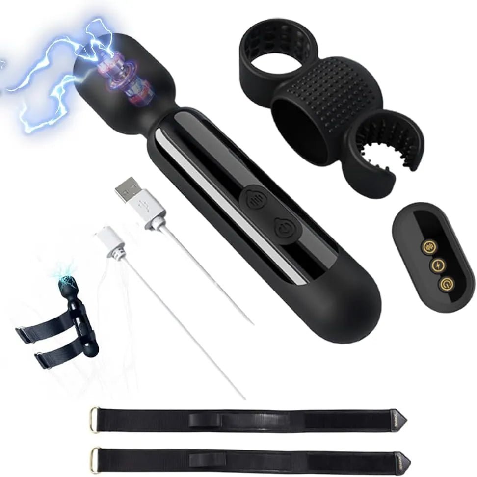 2 IN 1 E - stim Vibrator Massager Penis Trainer Masturbator mit 9 Elektro Shocks & Vibrationsmodi - DELUSTLAB