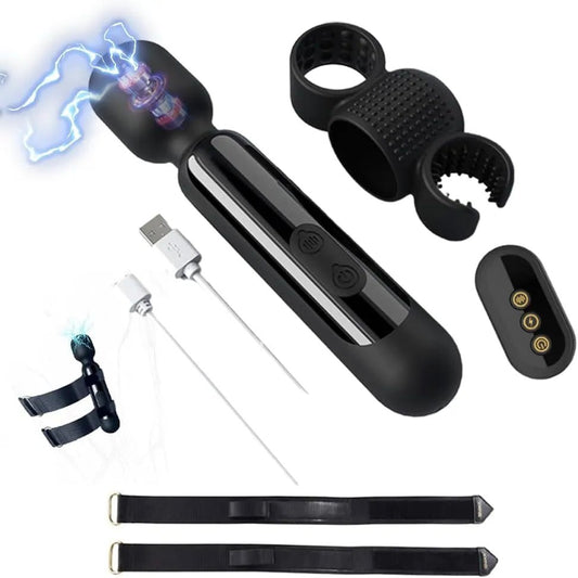 2 IN 1 E - stim Vibrator Massager Penis Trainer Masturbator mit 9 Elektro Shocks & Vibrationsmodi - DELUSTLAB