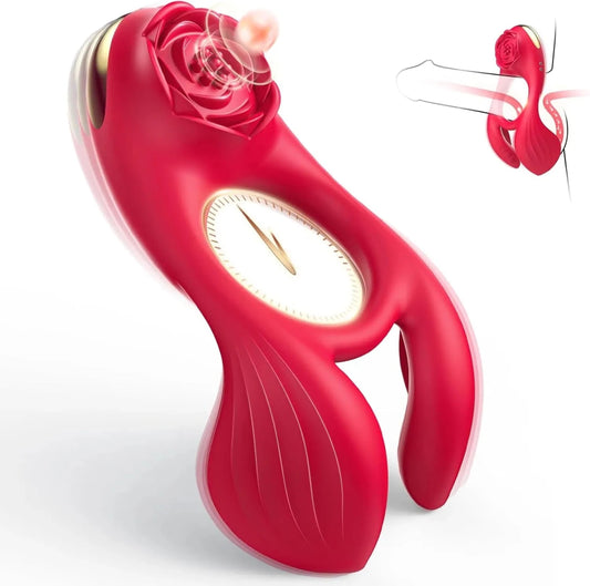 3 IN 1 Penisringe Vibrator Klitoris Stimulator mit 3 Leistungsstarker Motor & 7 Vibrationen - DELUSTLAB