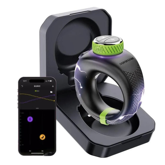 E - stim Penistrainer Vibrator Cockring Masturbatoren mit 10 Vibrationsmodi & 6 Strommodi - DELUSTLAB
