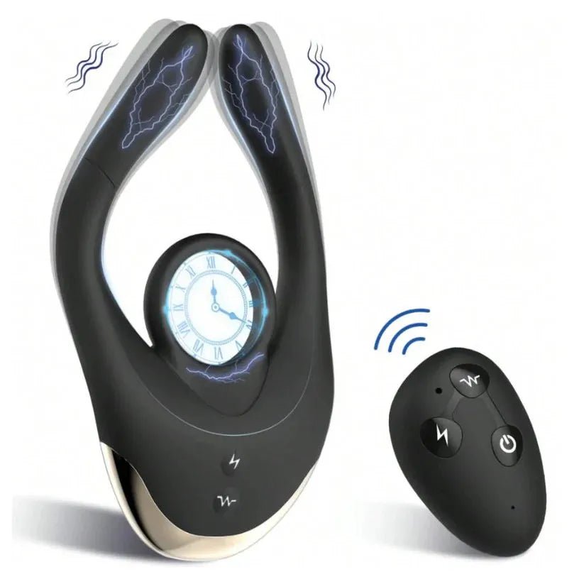 E - Stim Penistrainer Vibrator Cockring Masturbator mit 10 Vibrationsmodi & Elektroschocks - DELUSTLAB