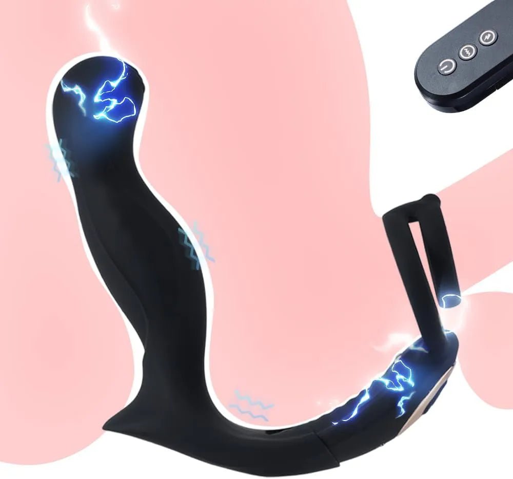 E - stim Anal Vibrator Penisringe Set mit 3 Elektroschock und 7 Vibrationsmodus - DELUSTLAB