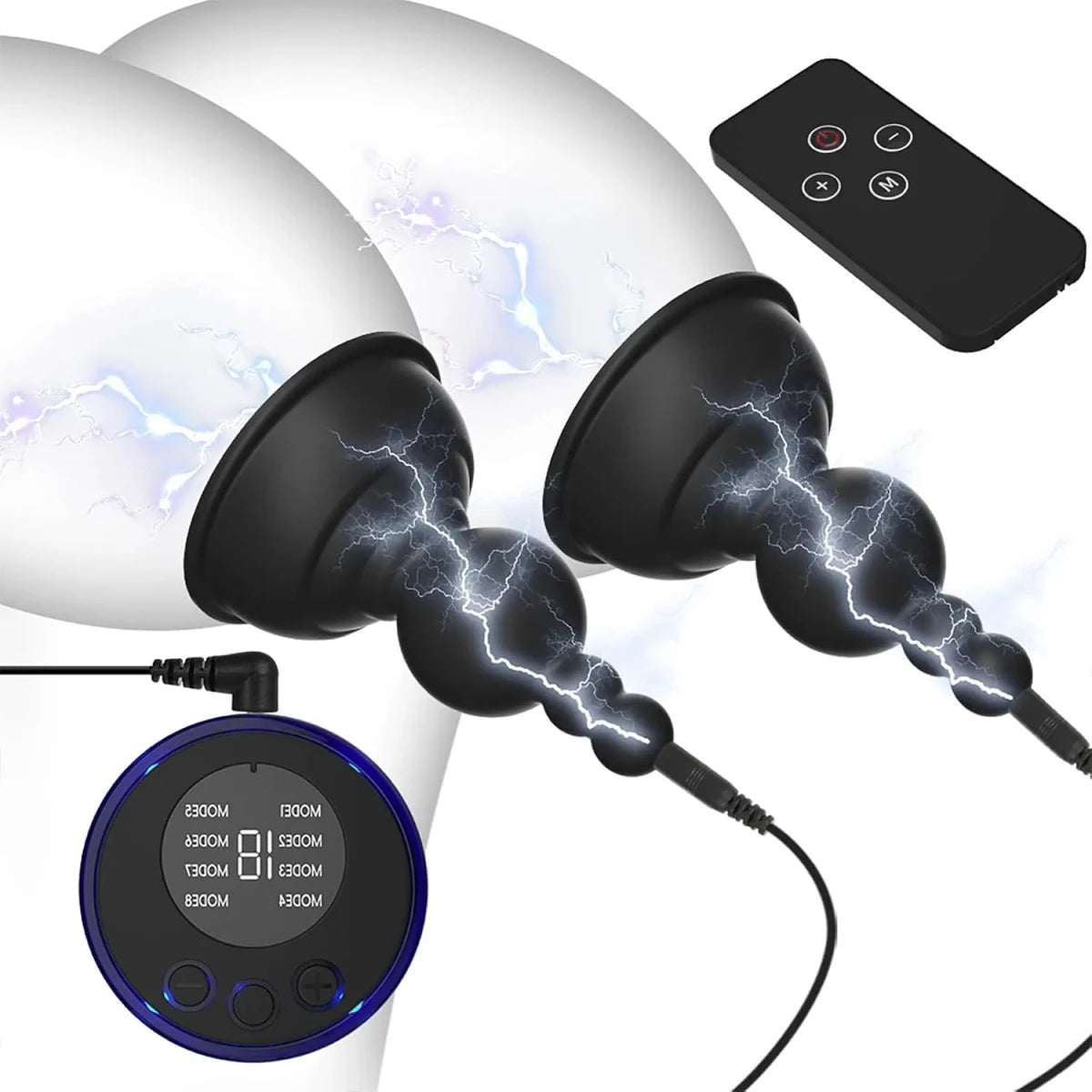 Elektro Shock Nippelsauger Brustwarzenklemmen mit 8 Elektrosex Modi - DELUSTLAB