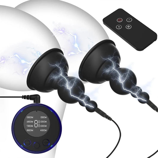 Elektro Shock Nippelsauger Brustwarzenklemmen mit 8 Elektrosex Modi - DELUSTLAB
