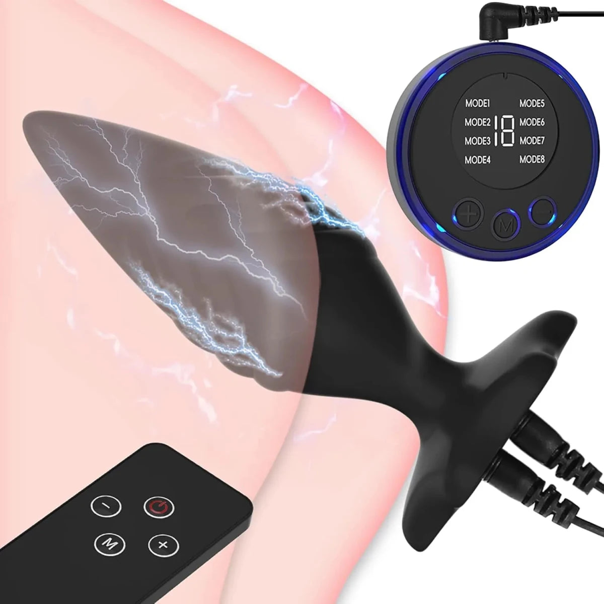 E - Stim Prostata Analplug Set mit 8 Elektroschock und 19 Intensitätseinstellungen - DELUSTLAB