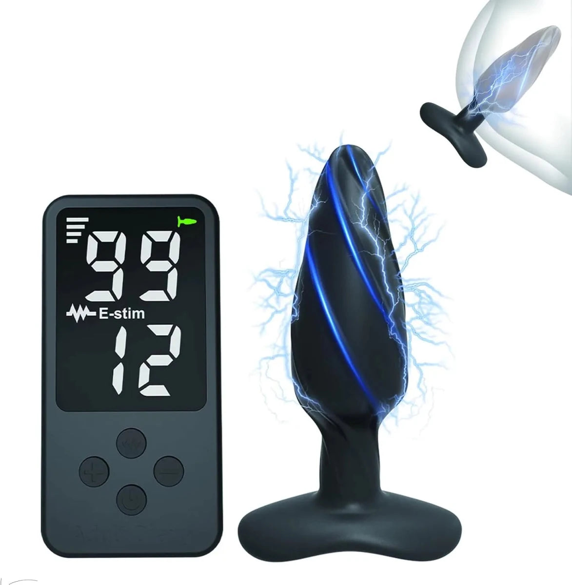 E - stim Elektrische Buttplug Stimulator Prostate Massager mit 12 Stromschlagmodi - DELUSTLAB