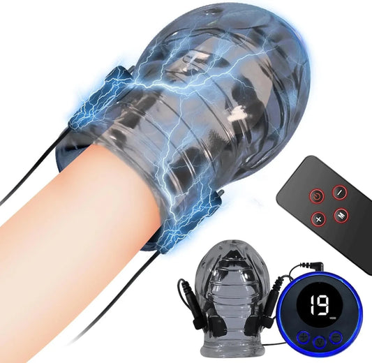 E - stim Extrem Eichel Hülse Penis Trainer Set mit 8 Elektroschock - Modi - DELUSTLAB