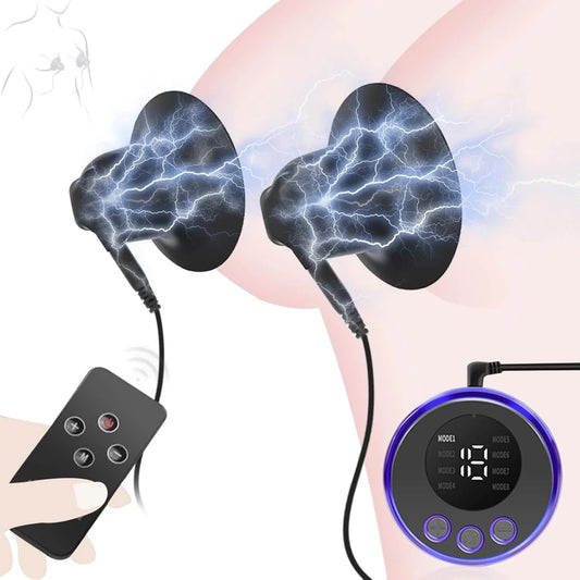 Elektroschock Nippelsauger Klitoris Sauger BDSM mit 19 Modi - DELUSTLAB