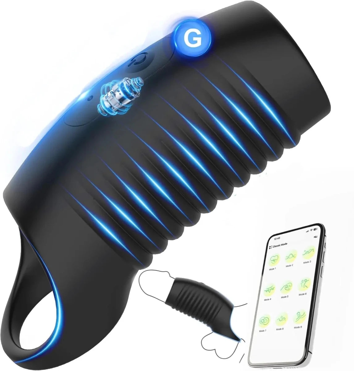 APP - Penisring Verlängerungsvibrator Penistrainer Penishüllen mit 10 Vibrationsstufen - DELUSTLAB