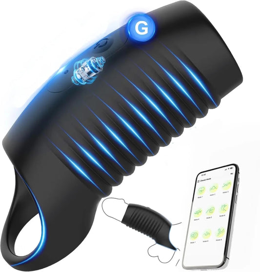 APP - Penisring Verlängerungsvibrator Penistrainer Penishüllen mit 10 Vibrationsstufen - DELUSTLAB