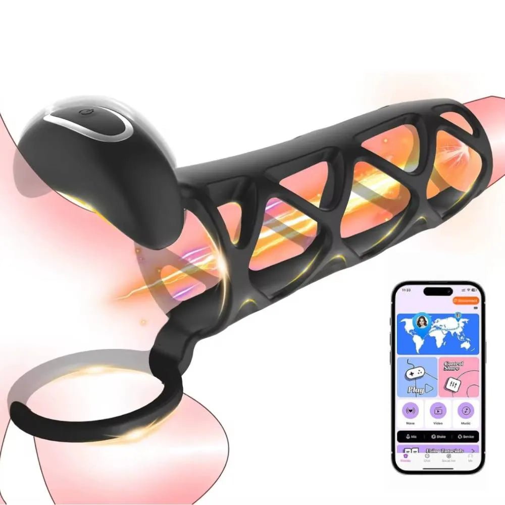 Innovativer Penisring Penishülle Klitorisstimulation mit 9 Vibrationsmodi - DELUSTLAB