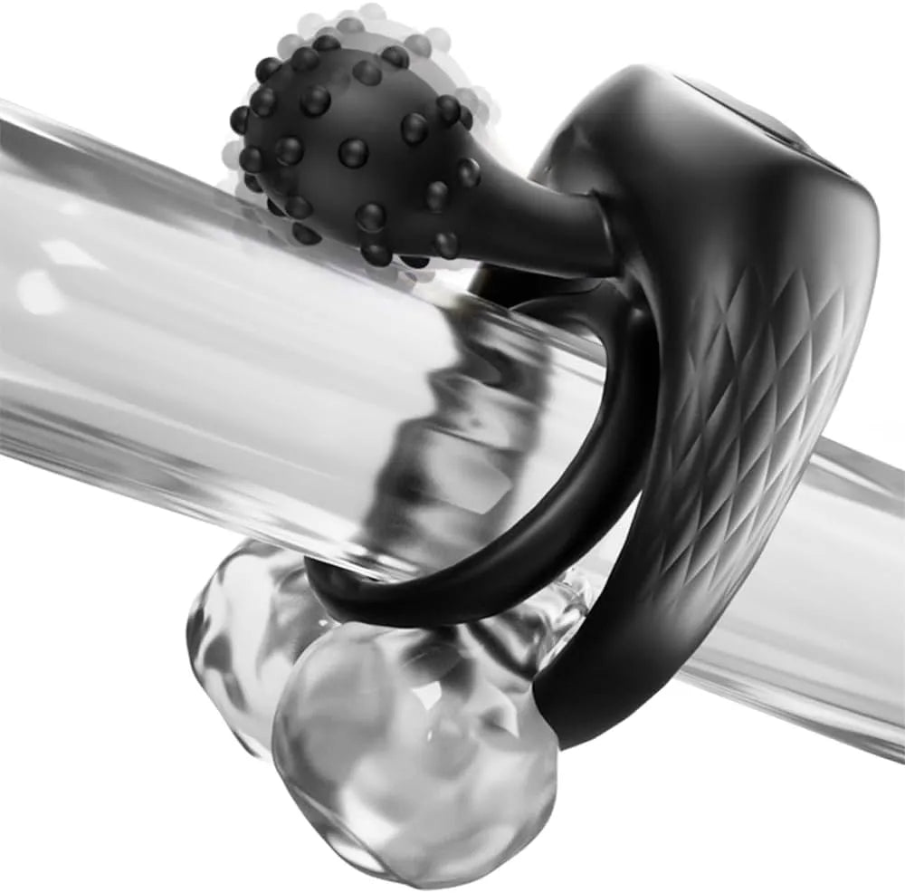 360° Verstellbarem Doppelter Cock Ring Penistrainer Vibrator mit 9 Vibrations - DELUSTLAB