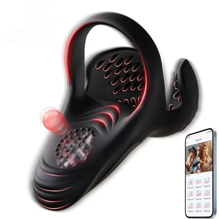 Doppel - Hodensack Penistrainer Vibrator Cock Ring mit 10 Vibrationsmodi - DELUSTLAB