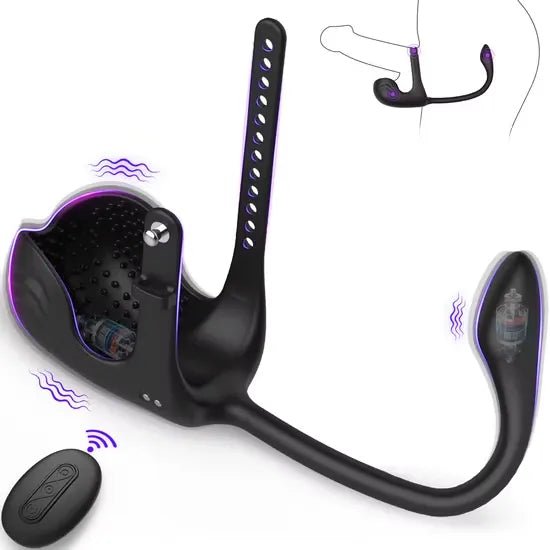 3 IN 1 Analplug Vibrator Hoden - Taint - Stimulator Penisring mit 10 Vibrations - DELUSTLAB