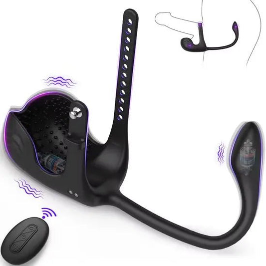 3 IN 1 Analplug Vibrator Hoden - Taint - Stimulator Penisring mit 10 Vibrations - DELUSTLAB