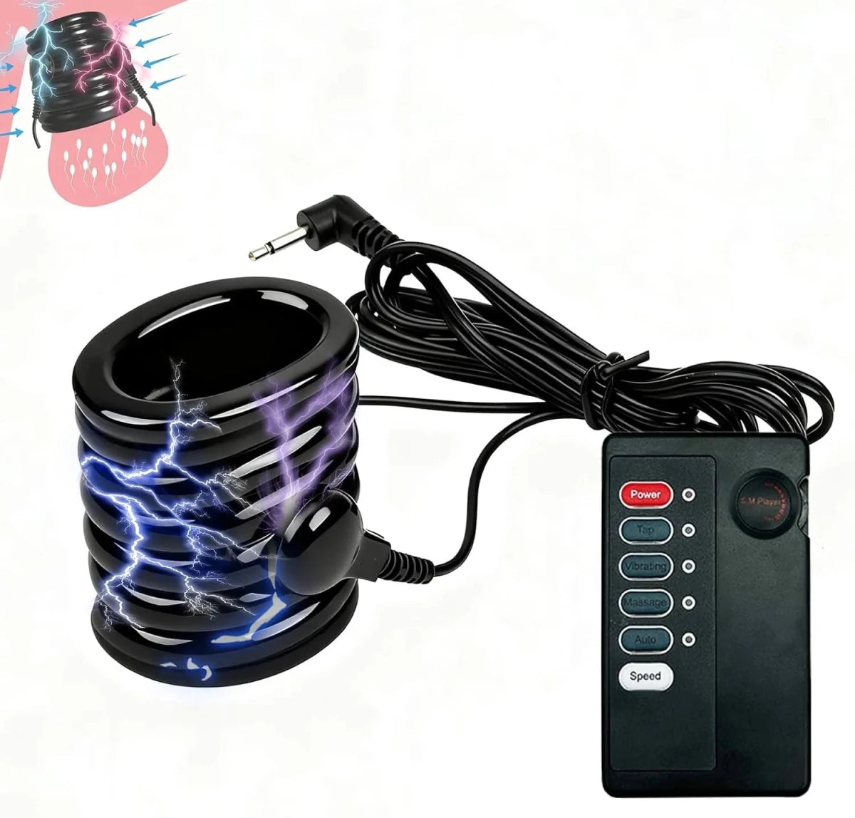 Elektroschock Hodenspielzeug Keuschheit BDSM mit 4 Vibrationsmodi - DELUSTLAB