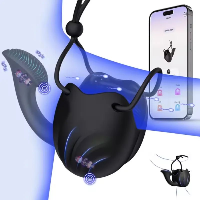 Eicheltrainer VIbrator Penisringe Hodenstimulator Masturbator mit 10 Vibrationsstufen - DELUSTLAB
