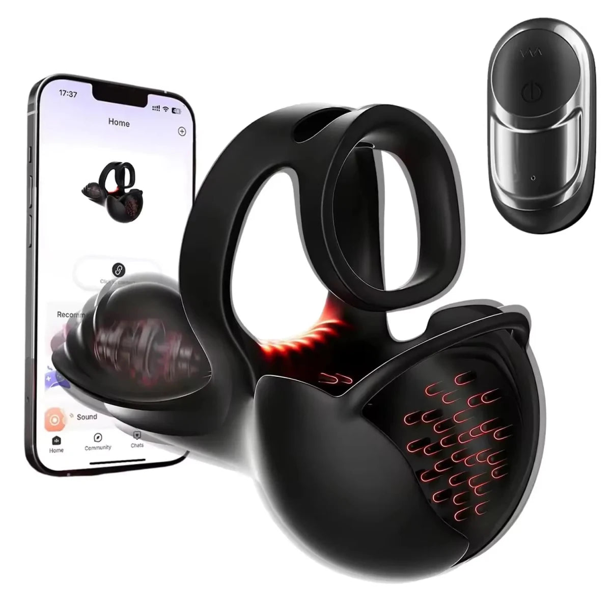 360° Hoden Vollabdeckungsstimulator Penistrainer Cock Ring mit 9 Vibrations & Heizmodi - DELUSTLAB