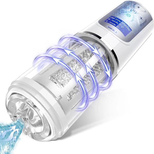 6 IN 1 Automatik Masturbator Penispumpe mit 7 Saugmodi & Rotationsmodi & Zunge lecken - DELUSTLAB